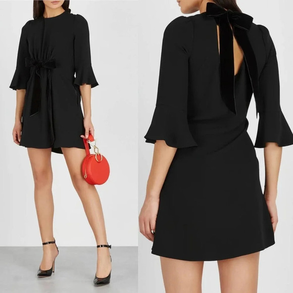 Diane Von Furstenberg Dresses & Skirts - Diane von Furstenberg Augustine Velvet-trimmed Black Dress Size 4